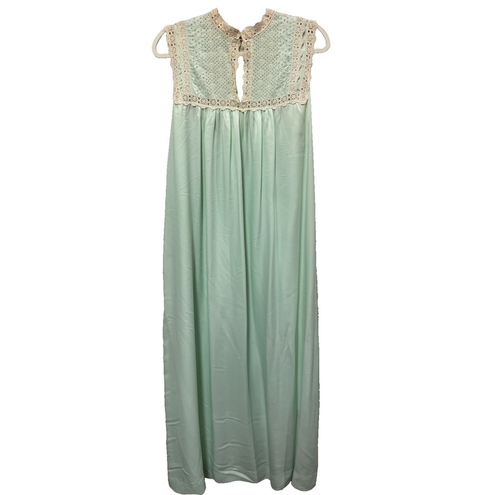 Vintage Christian Dior Eyelet Dress Nightgown Lace Trim Lingerie 70s Cottagecore